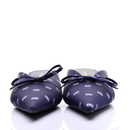 Balenciaga Crepe Satin BB Printed Knife Pointed Toe 40mm Mules 40 Blue White 2 of 12