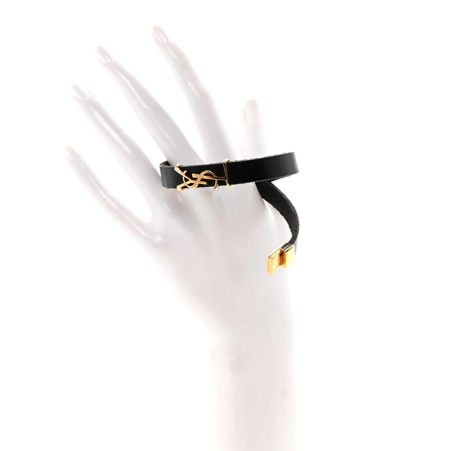 Saint Laurent Calfskin Opyum Double Wrap Bracelet Black 2 of 4