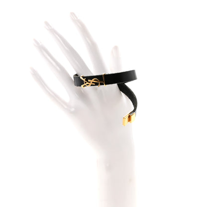 Saint Laurent Calfskin Opyum Double Wrap Bracelet Black 2 of 4
