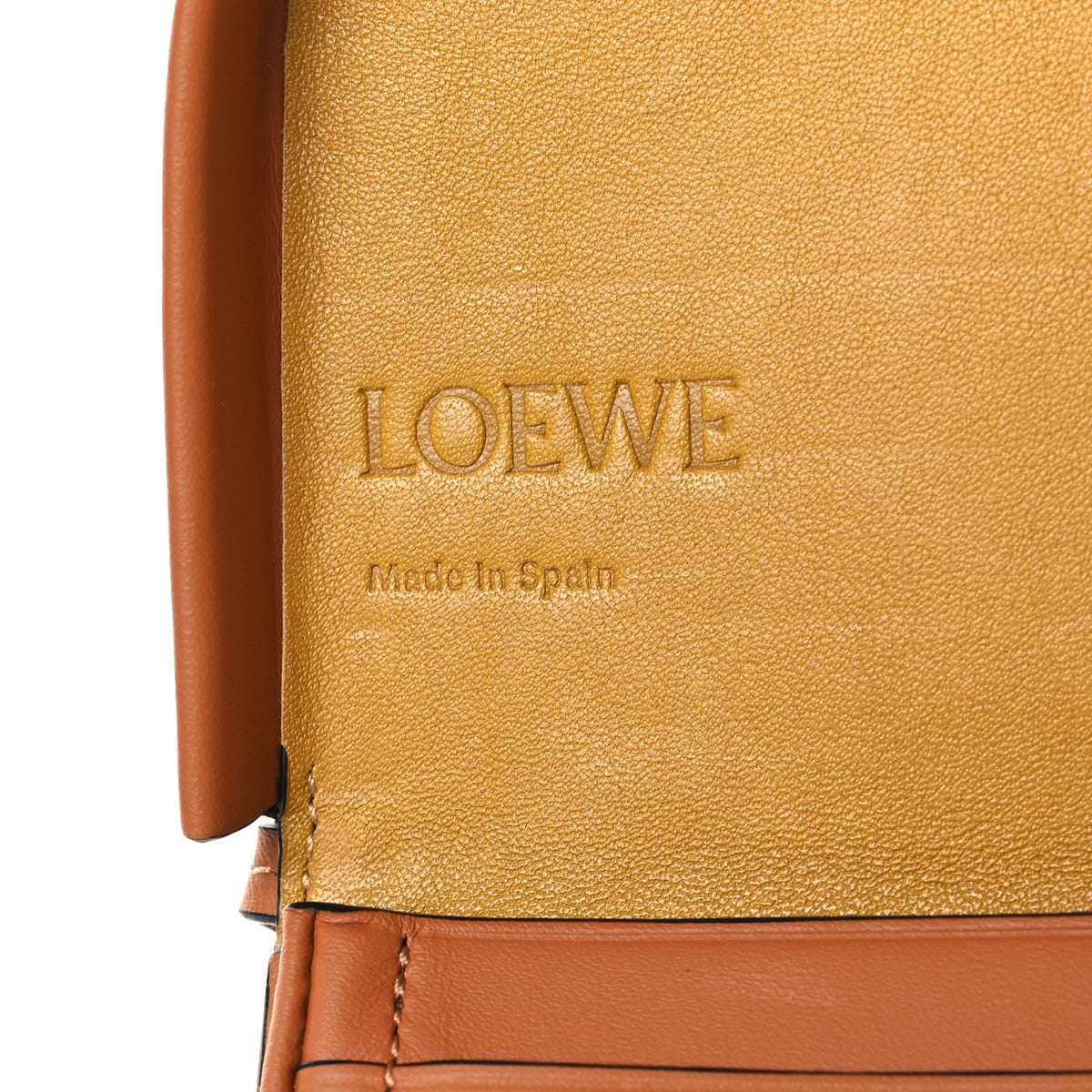 Loewe Buffed Calfskin Logo Embossed Small Heel Pouch Tan 6 of 10