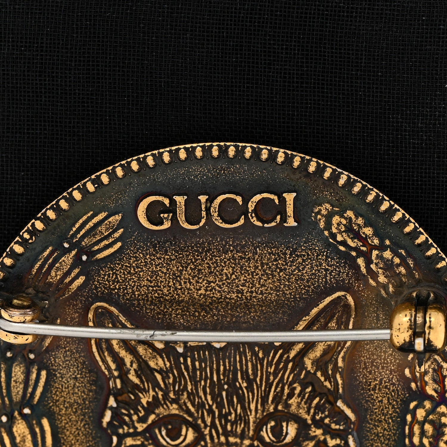 Gucci Metal Crystal Bead Feline Head Brooch 4 of 6