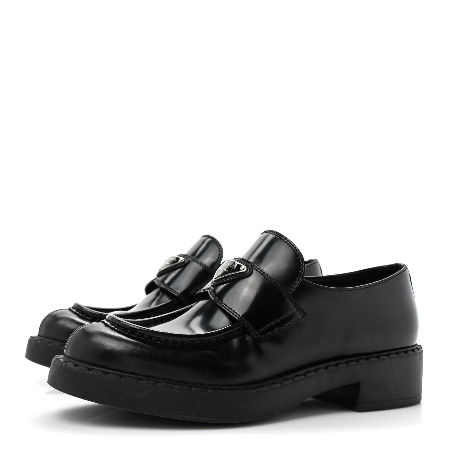 Prada Vernice Triangle 50mm Loafers 40 Black 3 of 13