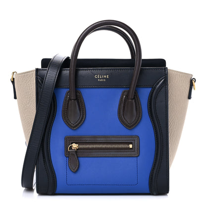 Celine Smooth Calfskin Bullhide Nano Tri-Color Luggage Indigo 1 of 24
