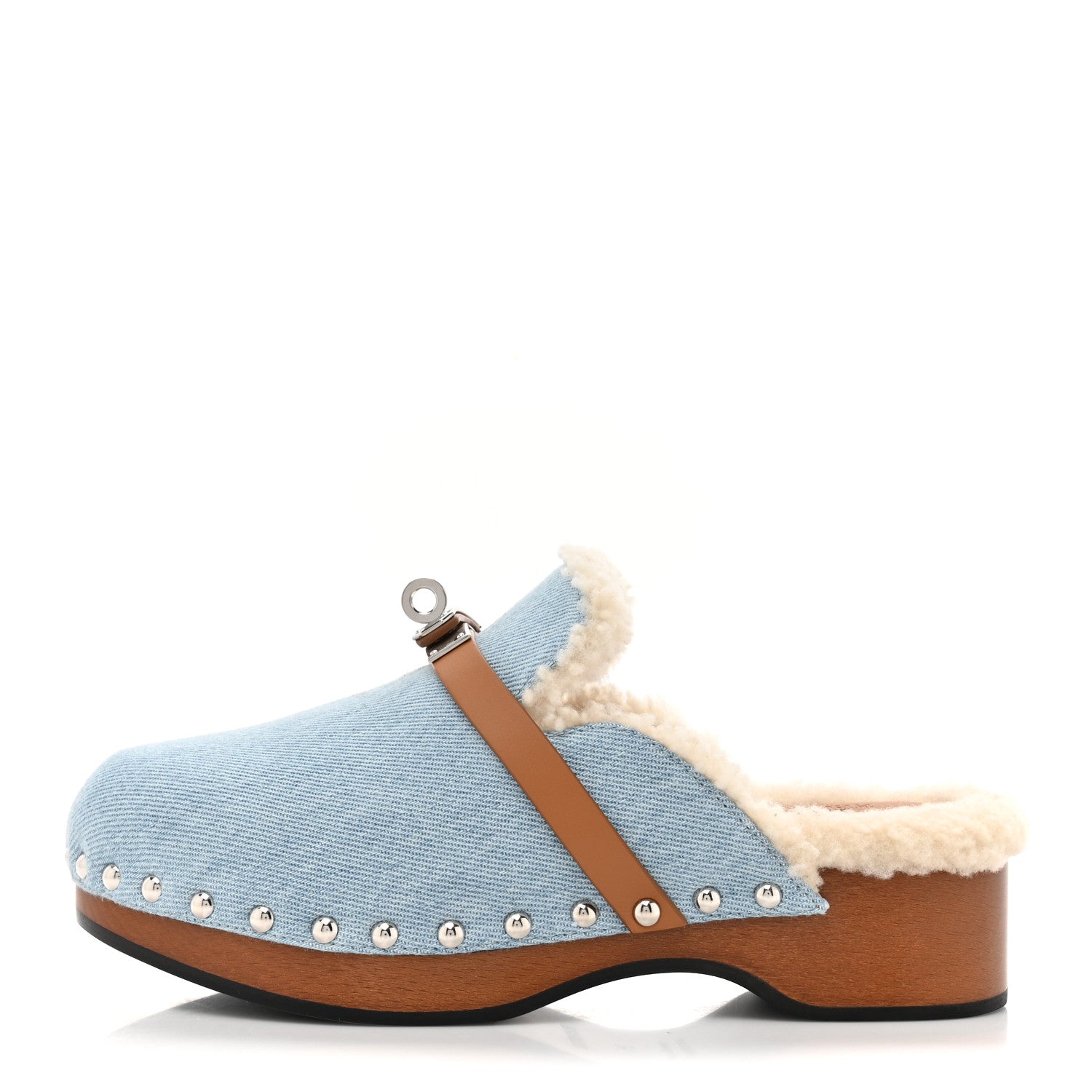 Hermes Denim Wool Carlotta Mules 35 Bleu Clair Naturel 1 of 9