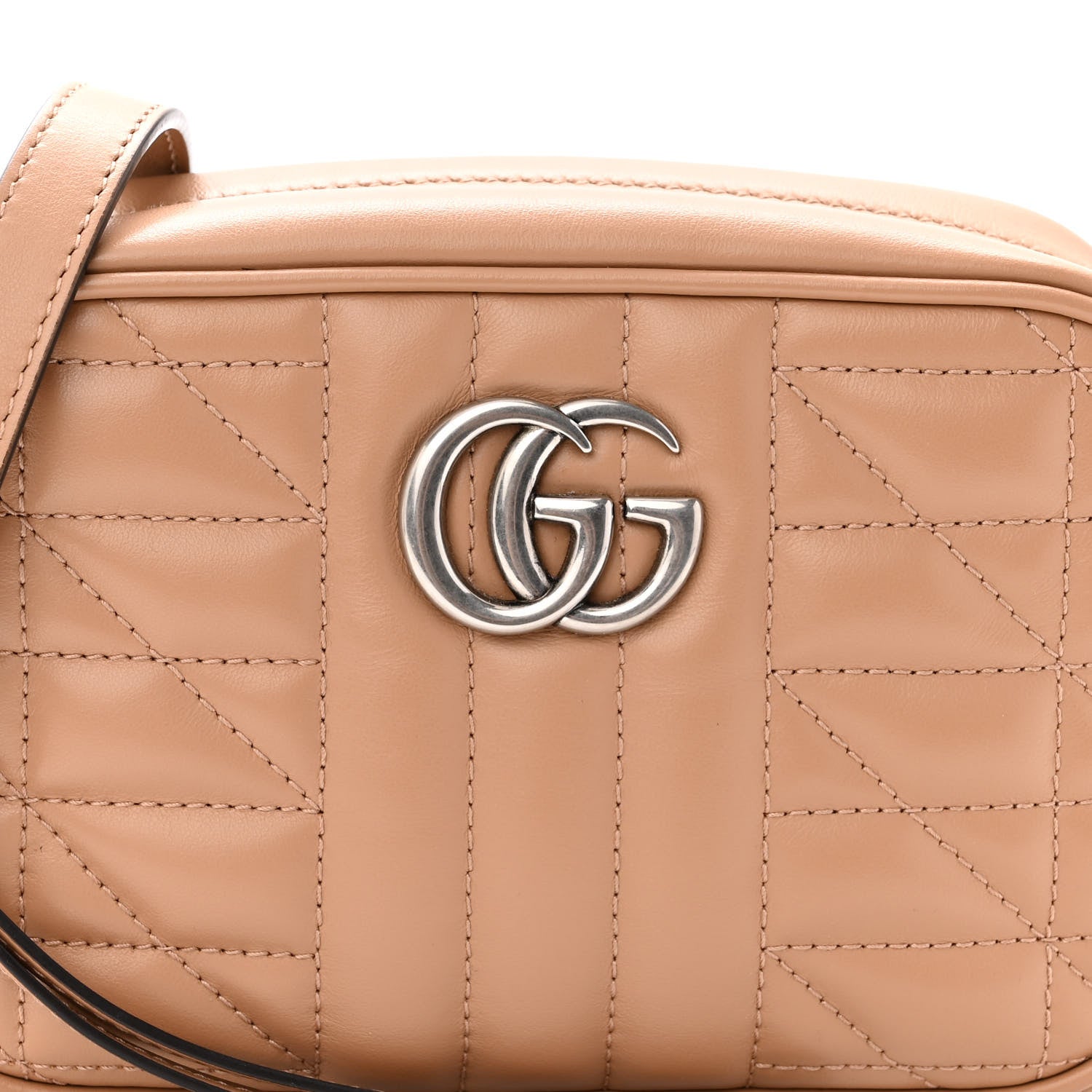 Gucci Calfskin Matelasse Aria Mini GG Marmont Chain Shoulder Bag Camelia 8 of 10