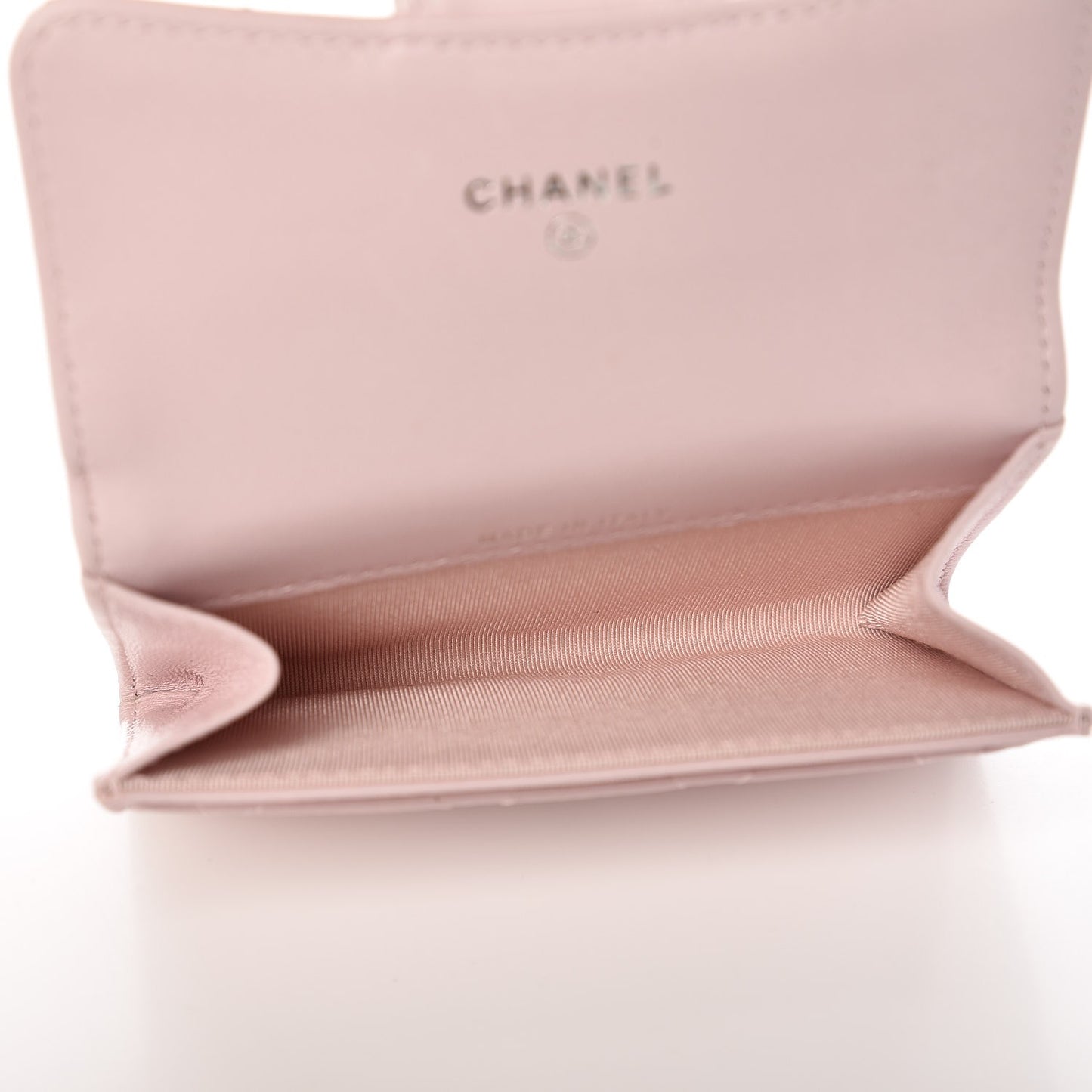 Lambskin Quilted Card Holder Light Pink