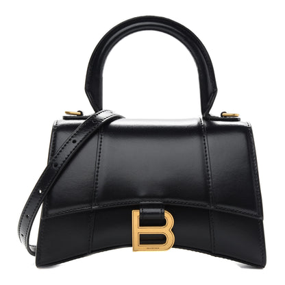 Balenciaga Shiny Box Calfskin Hourglass Top Handle Bag XS Black 1 of 9