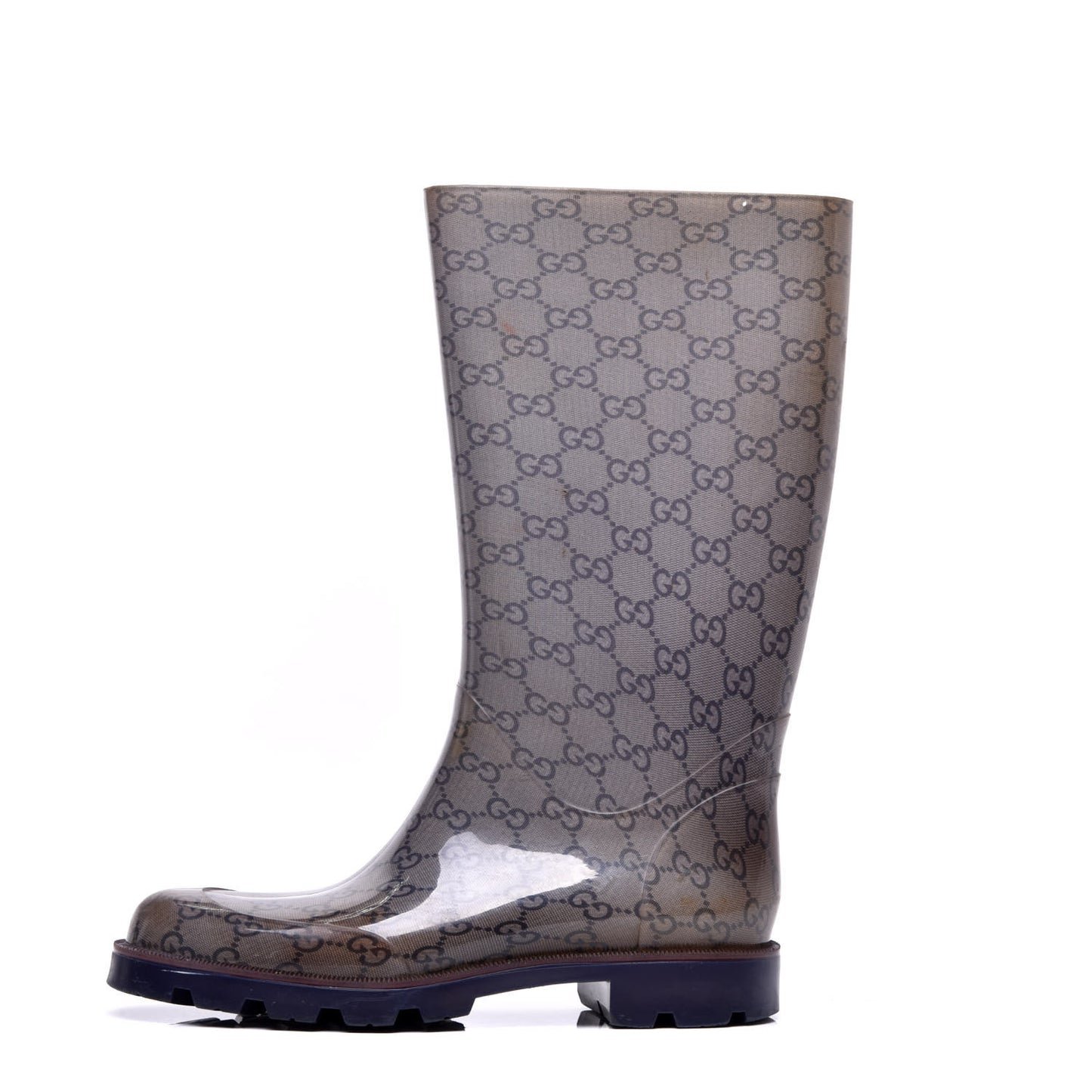 Rubber Monogram Edinburg Rain Boots 40 Transparent Blue