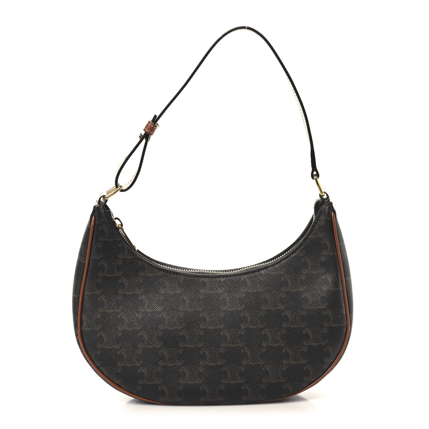 Celine Triomphe Canvas Calfskin Ava Shoulder Bag Tan 1 of 9