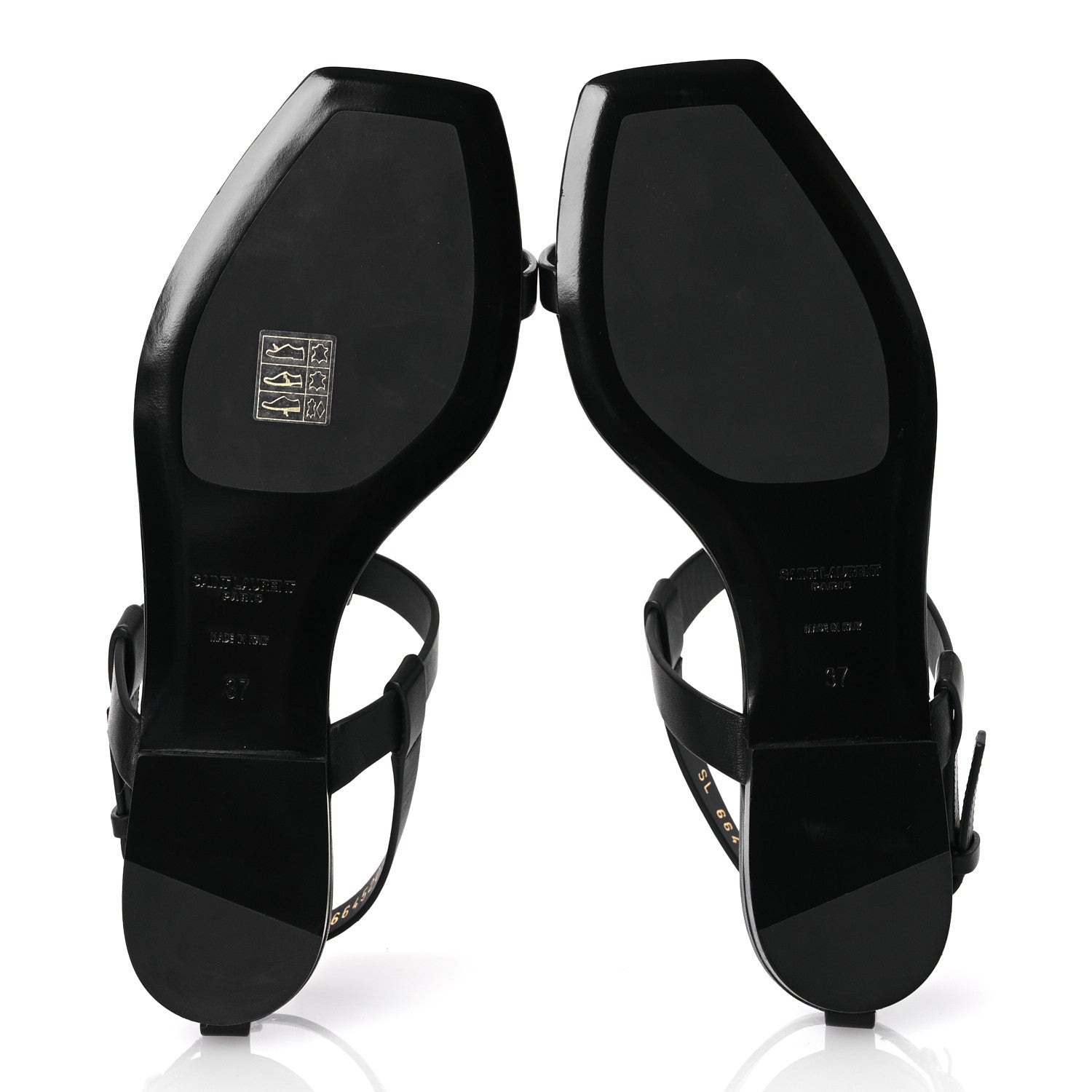 Saint Laurent Calfskin Cassandra Monogram Sandals 37 Black 7 of 12