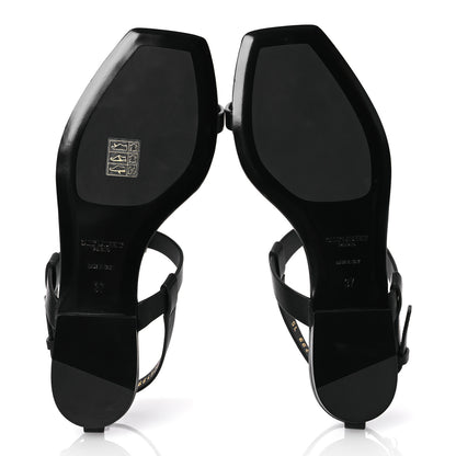 Saint Laurent Calfskin Cassandra Monogram Sandals 37 Black 7 of 12