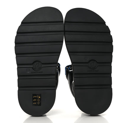 Louis Vuitton Calfskin Monogram Pool Pillow Flat Comfort Sandals 38 Blue 5 of 8