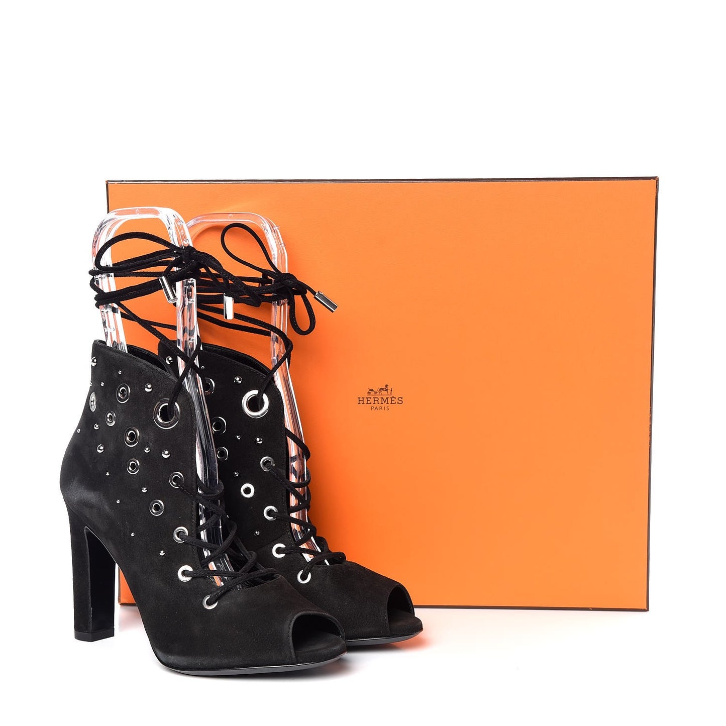 Suede Goatskin Parade Lace Up Ankle Boots 36 Black