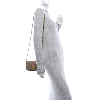 Gucci Calfskin Matelasse Super Mini GG Marmont Shoulder Bag Porcelain Rose 2 of 11