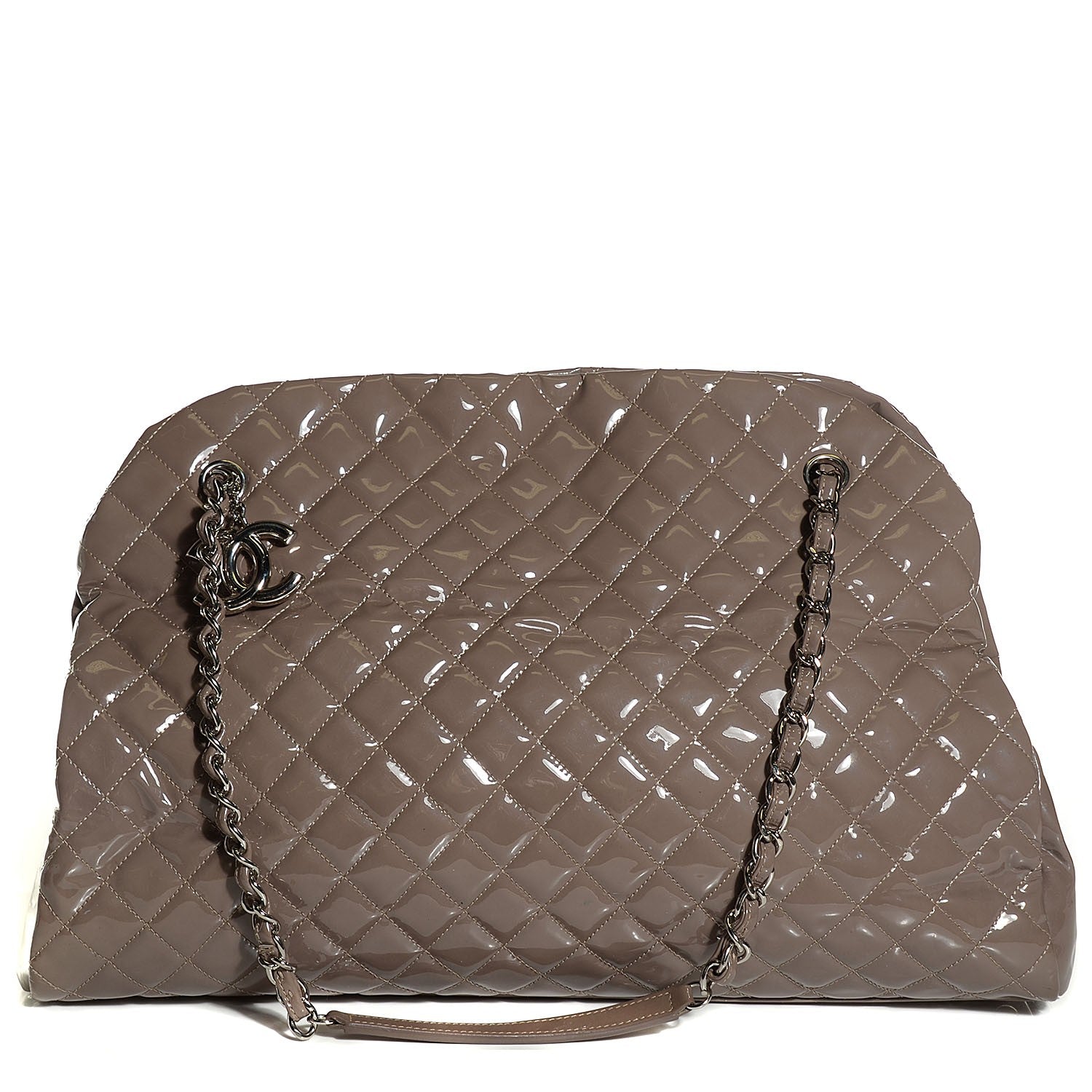 Chanel Patent Quilted Large Just Mademoiselle Bowling Bag Grey 1 of 7