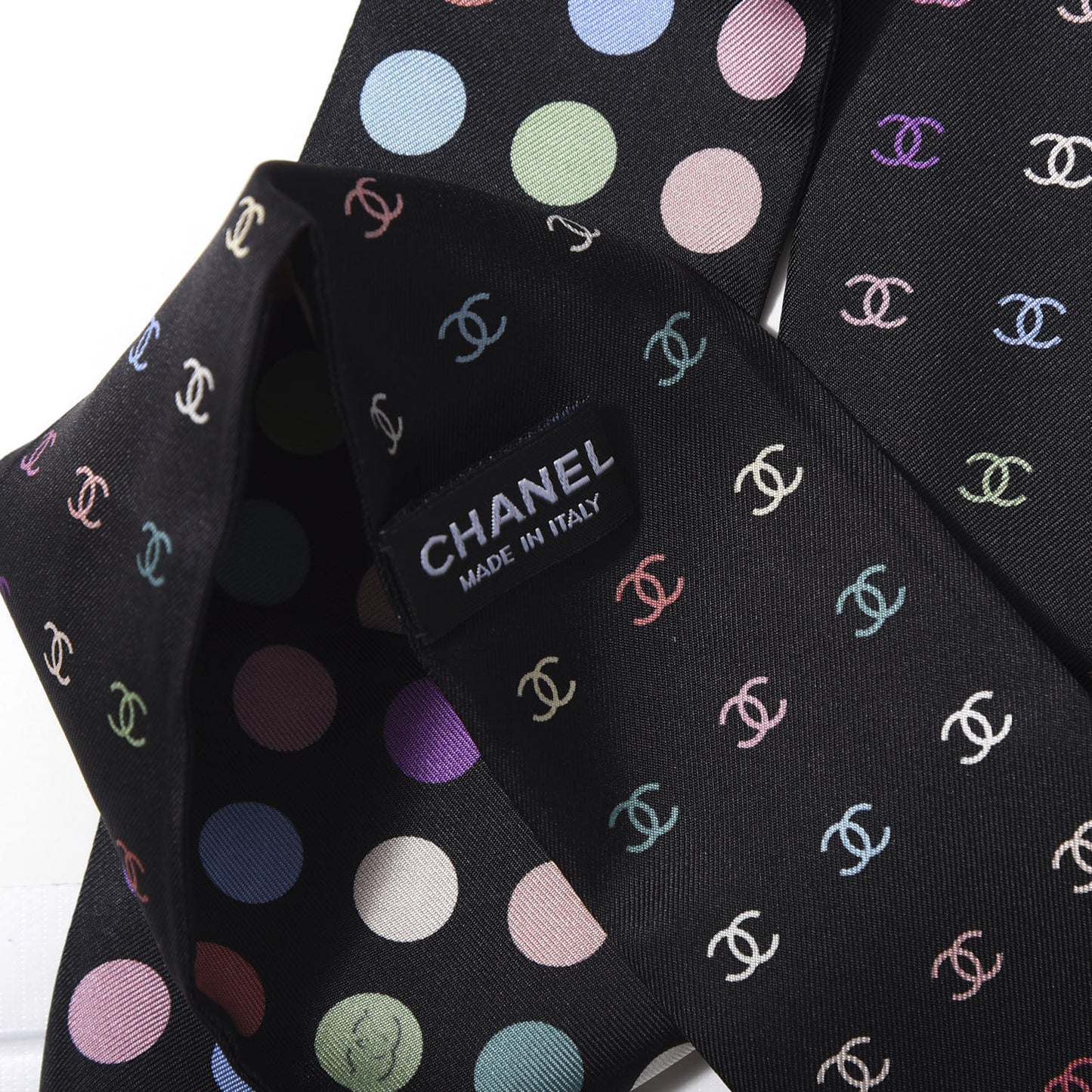 Silk Polka Dot CC Slim Bandeau Black Multicolor