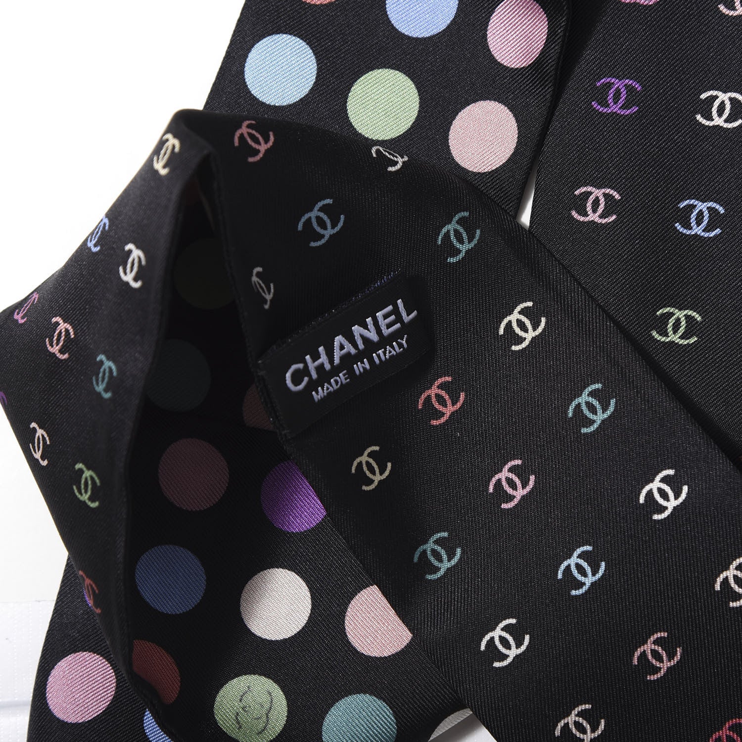 Chanel Silk Polka Dot CC Slim Bandeau Black Multicolor 3 of 3