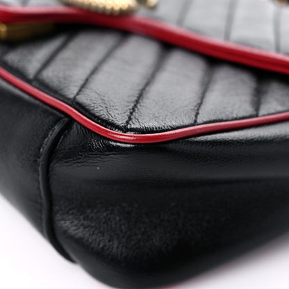 Gucci Vintage Effect Calfskin Matelasse Diagonal Small Torchon GG Marmont Shoulder Bag Black Romantic Cherry 9 of 12