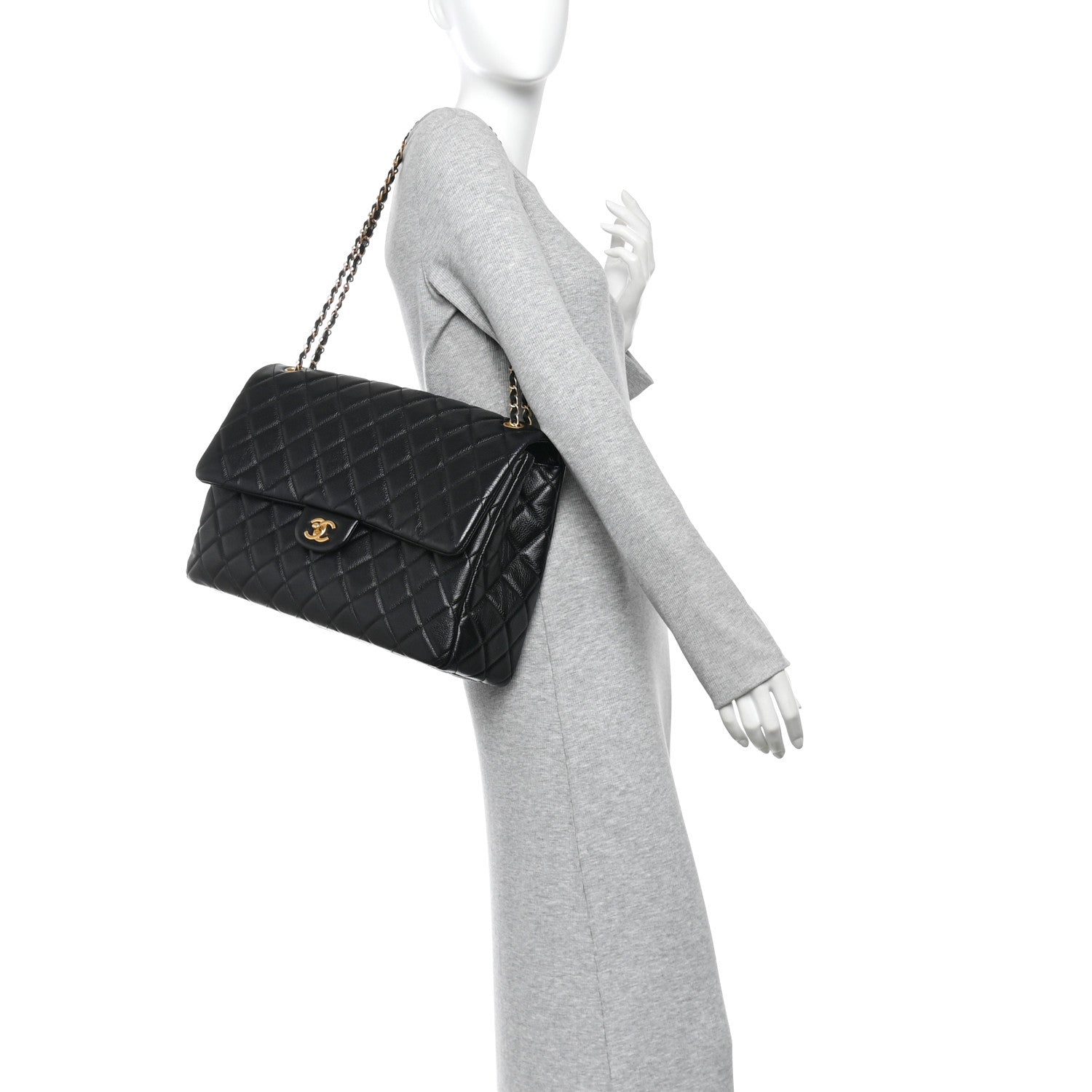 Chanel Calfskin Quilted XXL Travel Flap Bag Black 2 of 10