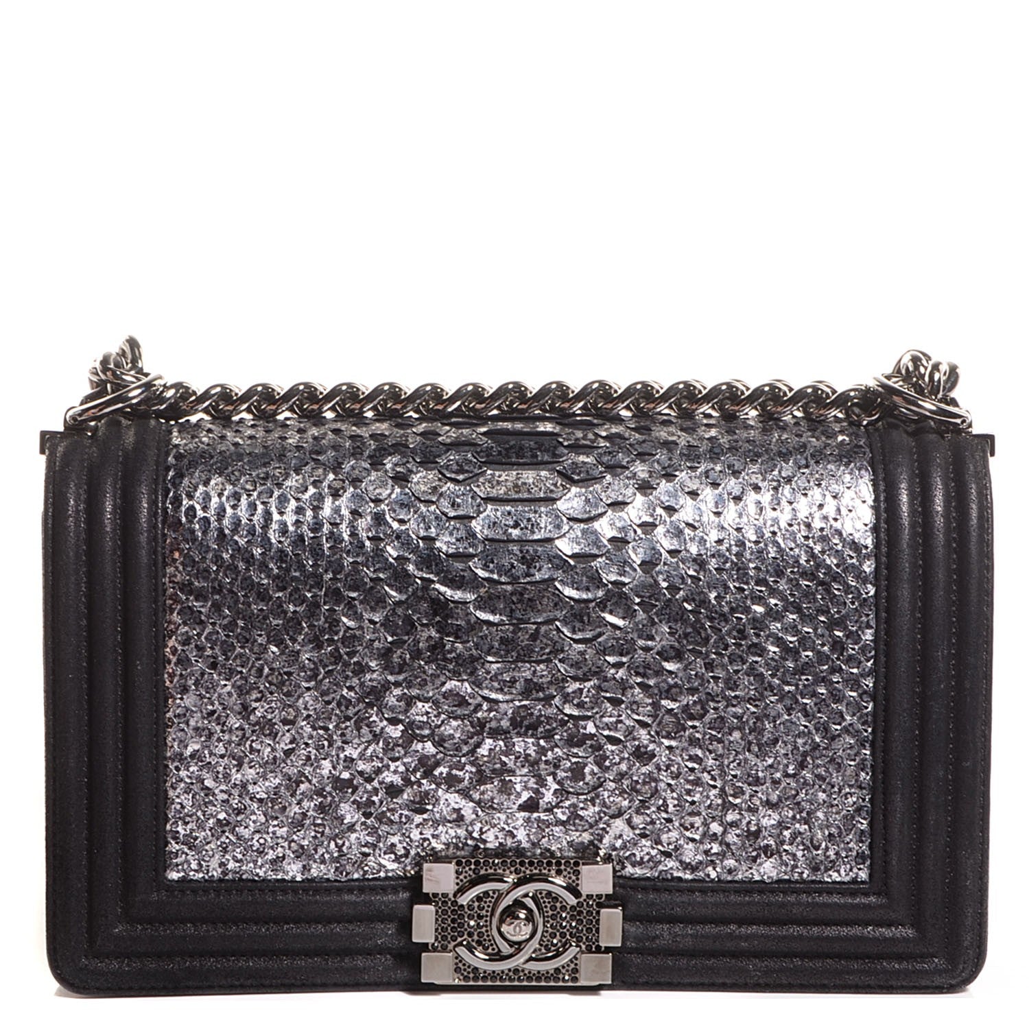 Chanel Python Calfskin Medium Boy Flap Black 1 of 8