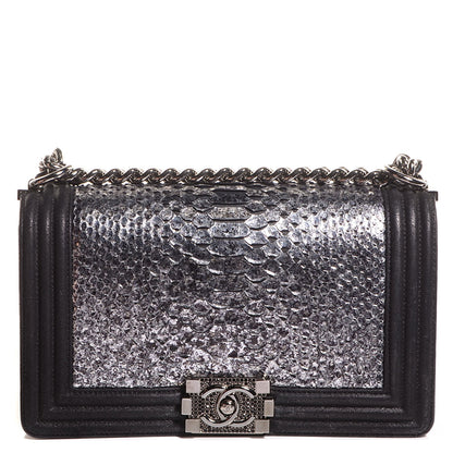 Chanel Python Calfskin Medium Boy Flap Black 1 of 8