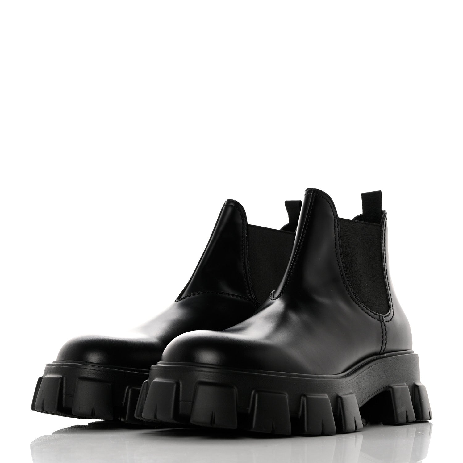 Prada Spazzolato Rois Mens Monolith Chelsea 55mm Ankle Boots 9.5 Black 3 of 8