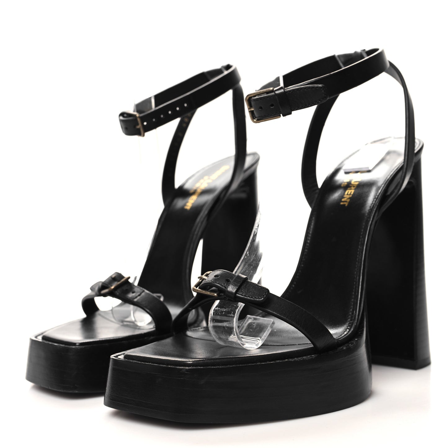 Calfskin Platz 105 Platform Sandals 40.5 Black