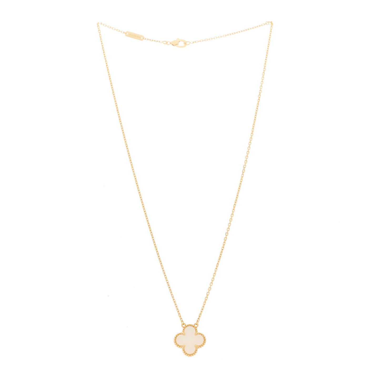 18K Yellow Gold Mother of Pearl Vintage Alhambra Pendant Necklace