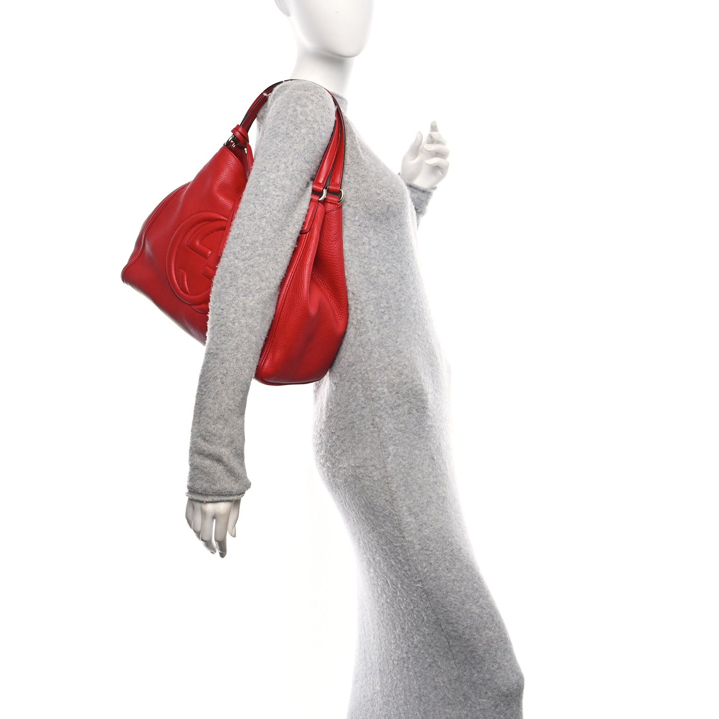 Pebbled Calfskin Medium Soho Shoulder Bag Tabasco Red