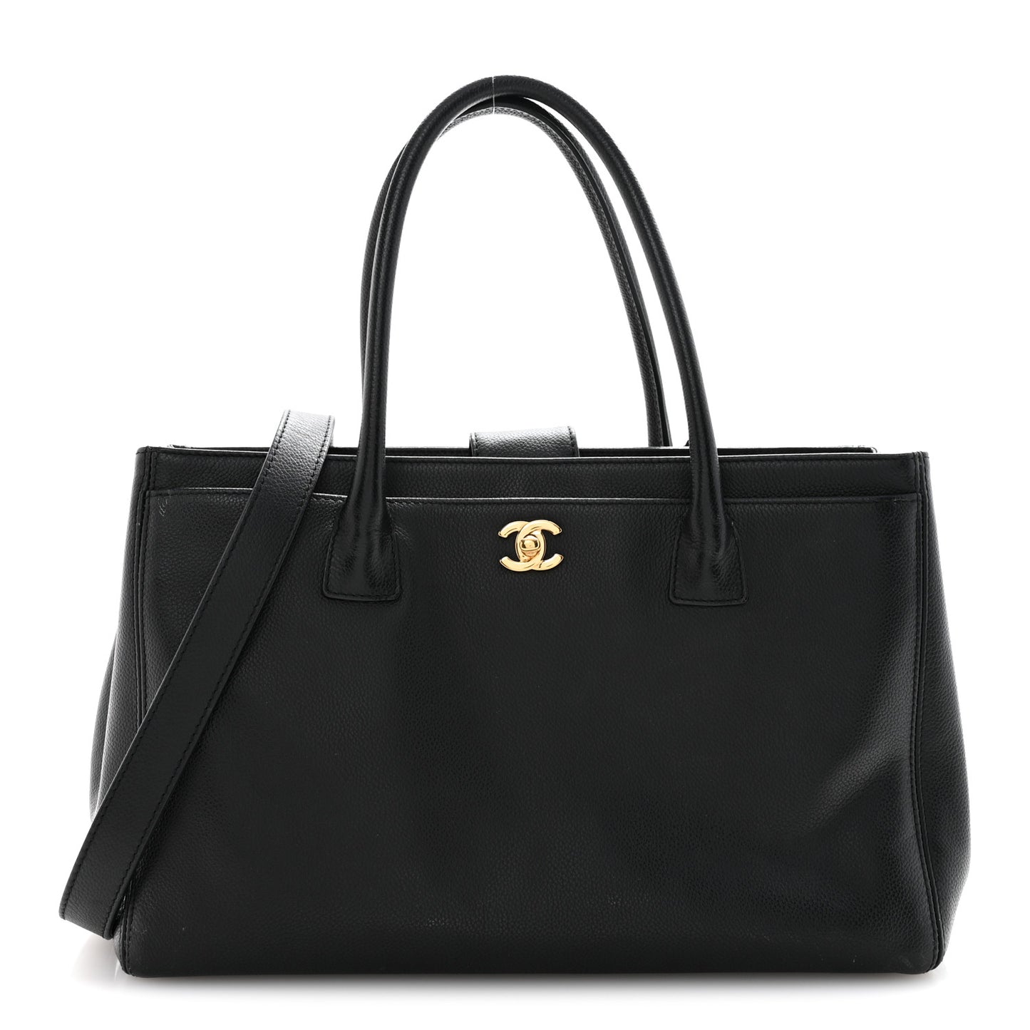 Calfskin Cerf Executive Shopper Tote Black
