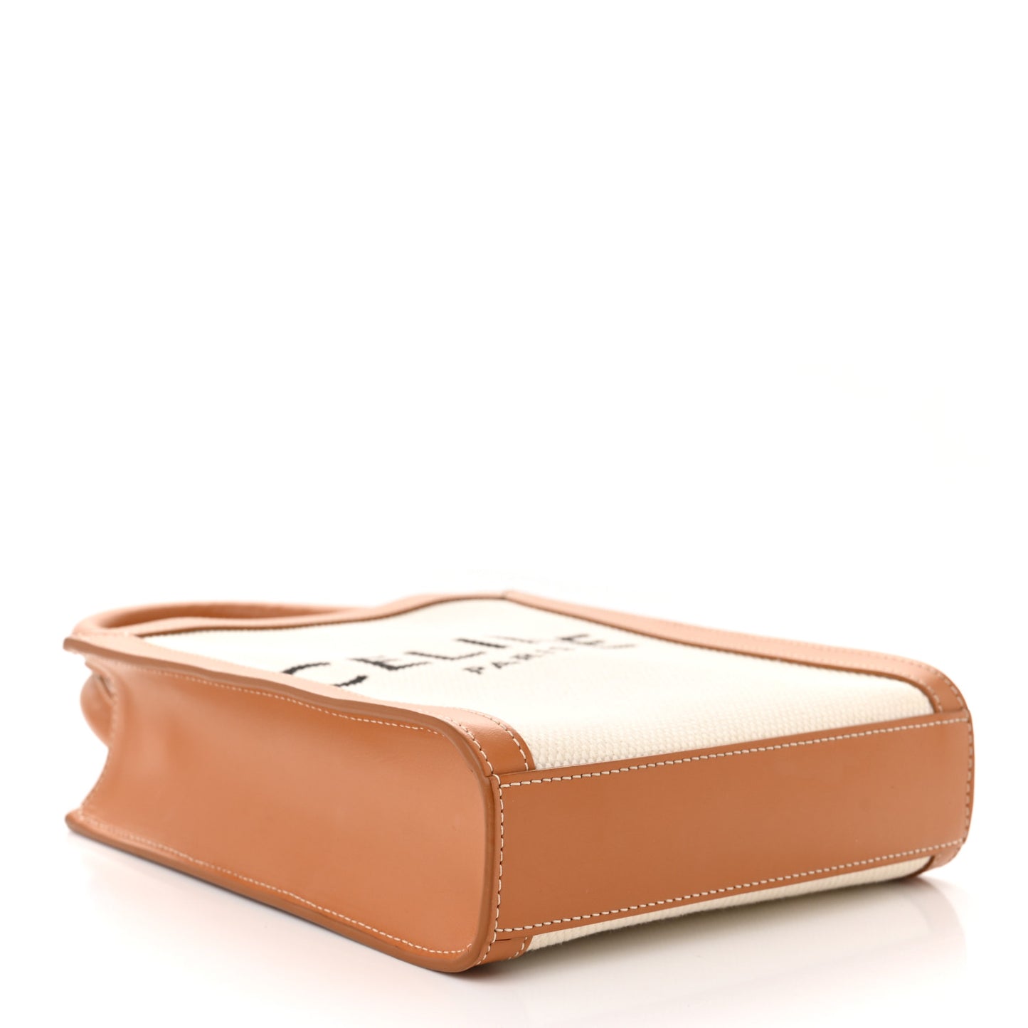 Canvas Calfskin Mini Vertical Cabas Natural Tan