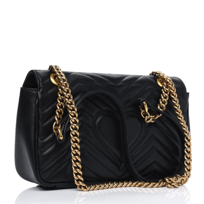 Gucci Calfskin Matelasse Small GG Marmont Shoulder Bag Black 2 of 5