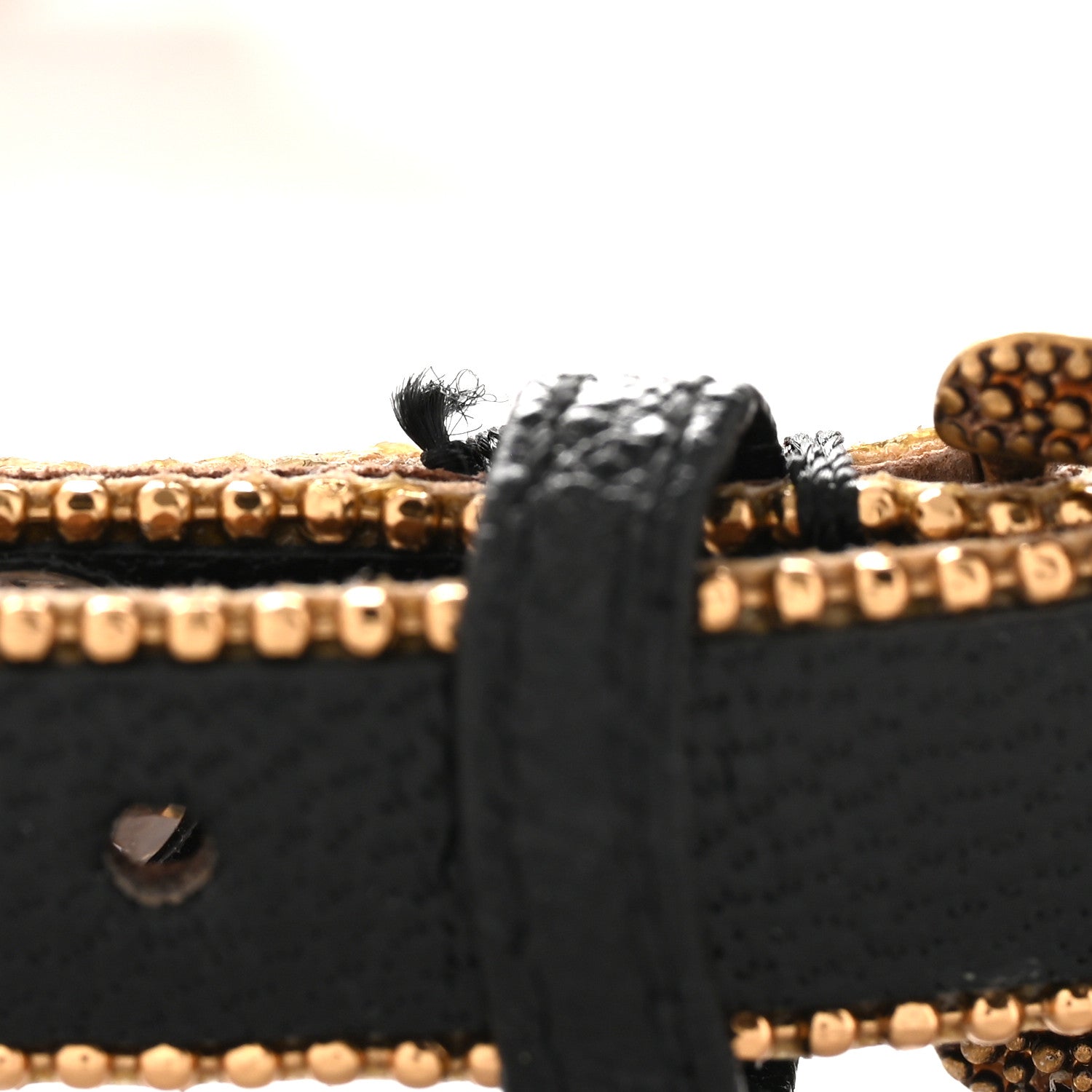Gucci Calfskin Crystal Embellished Double G Choker Necklace Black 7 of 8