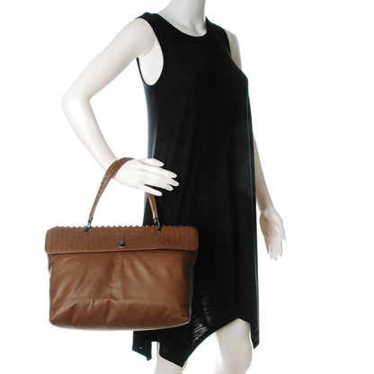Bottega Veneta Smooth Lambskin Intrecciato Tiina Top Handle Bag Cigar 2 of 7