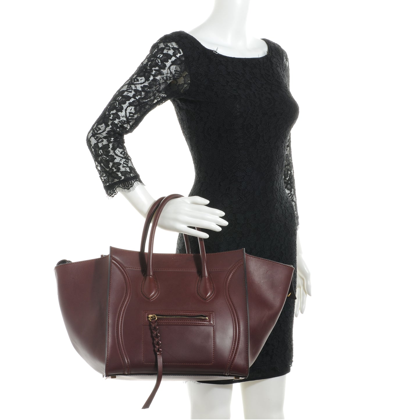 Natural Calfskin Medium Phantom Luggage Burgundy