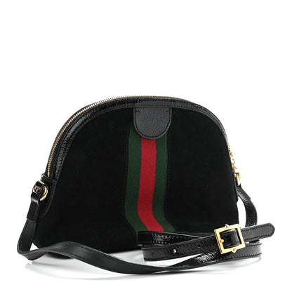 Gucci Suede Patent Web GG Small Ophidia Dome Shoulder Bag Black 3 of 11