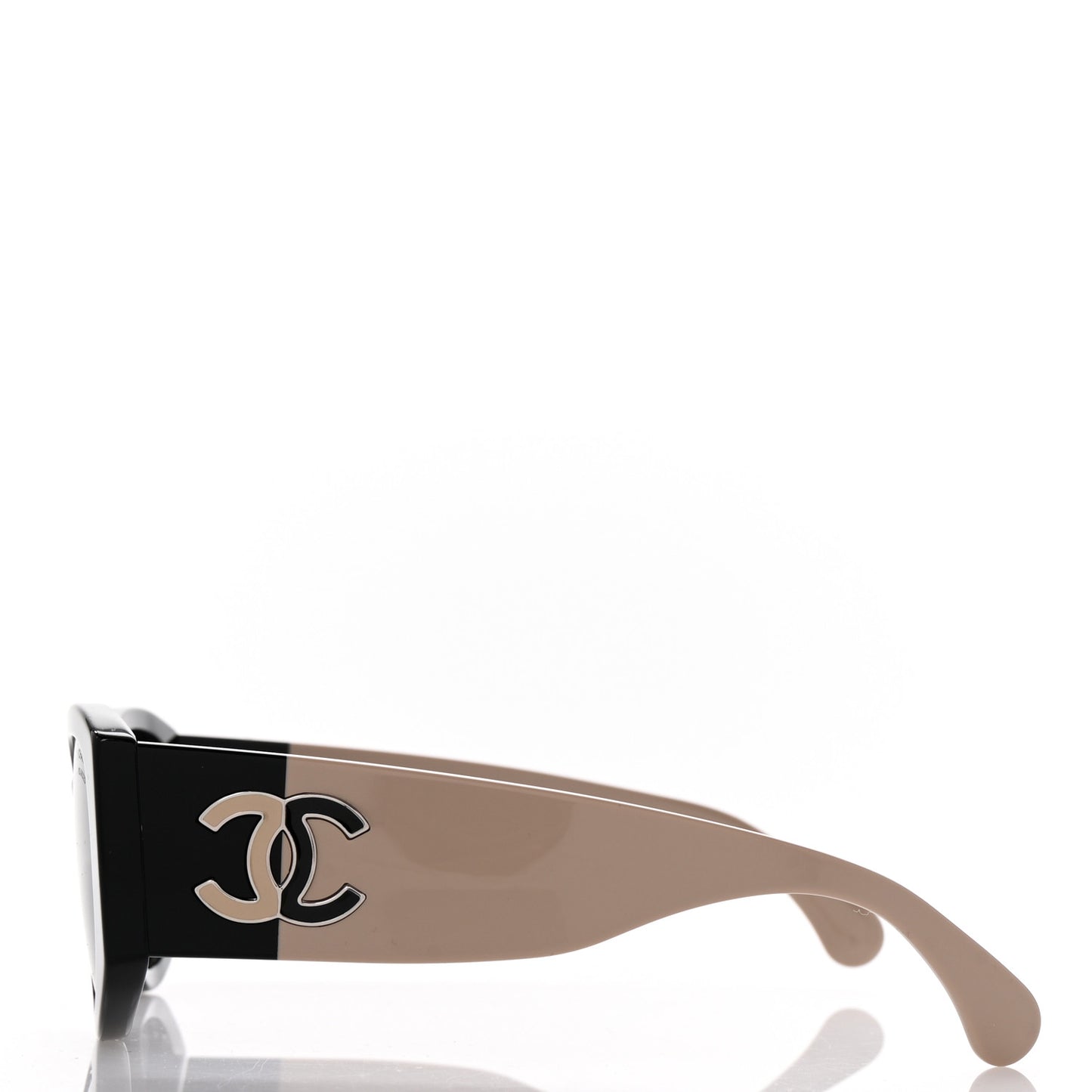 Acetate Oval Sunglasses 5524-A Black Beige