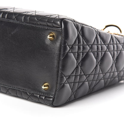 Christian Dior Lambskin Cannage Medium Lady Dior Black 9 of 11