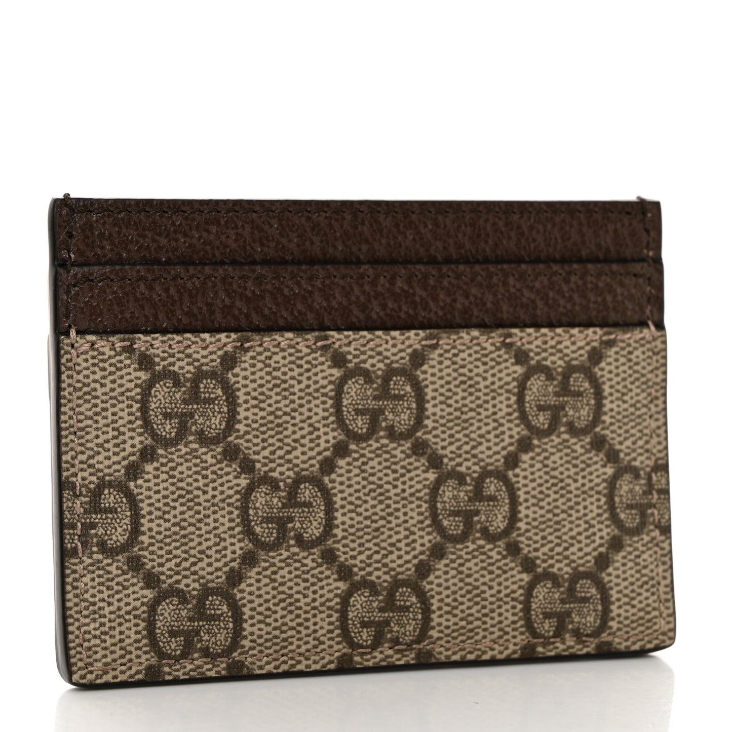GG Supreme Monogram Textured Dollar Calfskin Ophidia Card Holder Beige Ebony New Acero