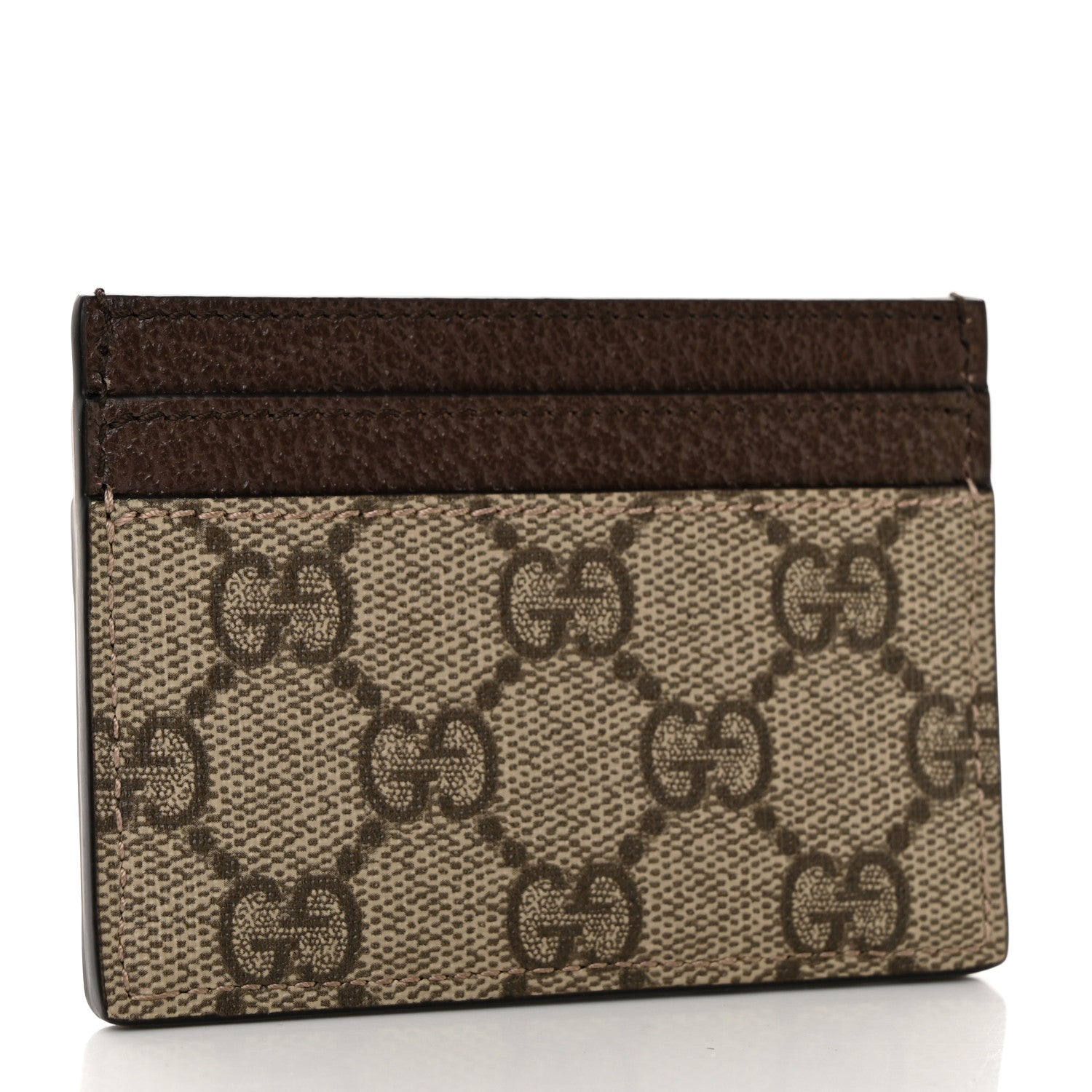 Gucci GG Supreme Monogram Textured Dollar Calfskin Ophidia Card Holder Beige Ebony New Acero 3 of 7