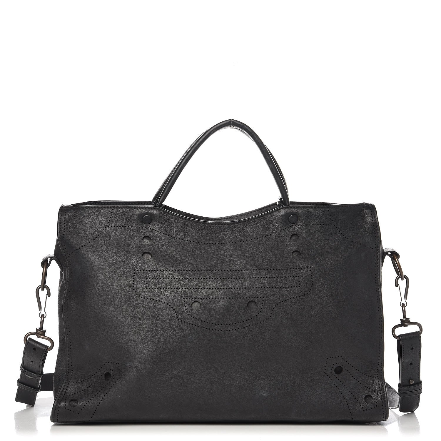 Balenciaga Veau Soyeux Perforated Blackout Hardware City Black 1 of 15