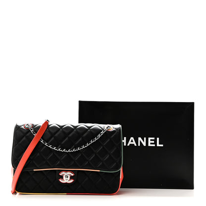 Chanel Lambskin Quilted Jumbo Cuba Color Flap Black 12 of 12