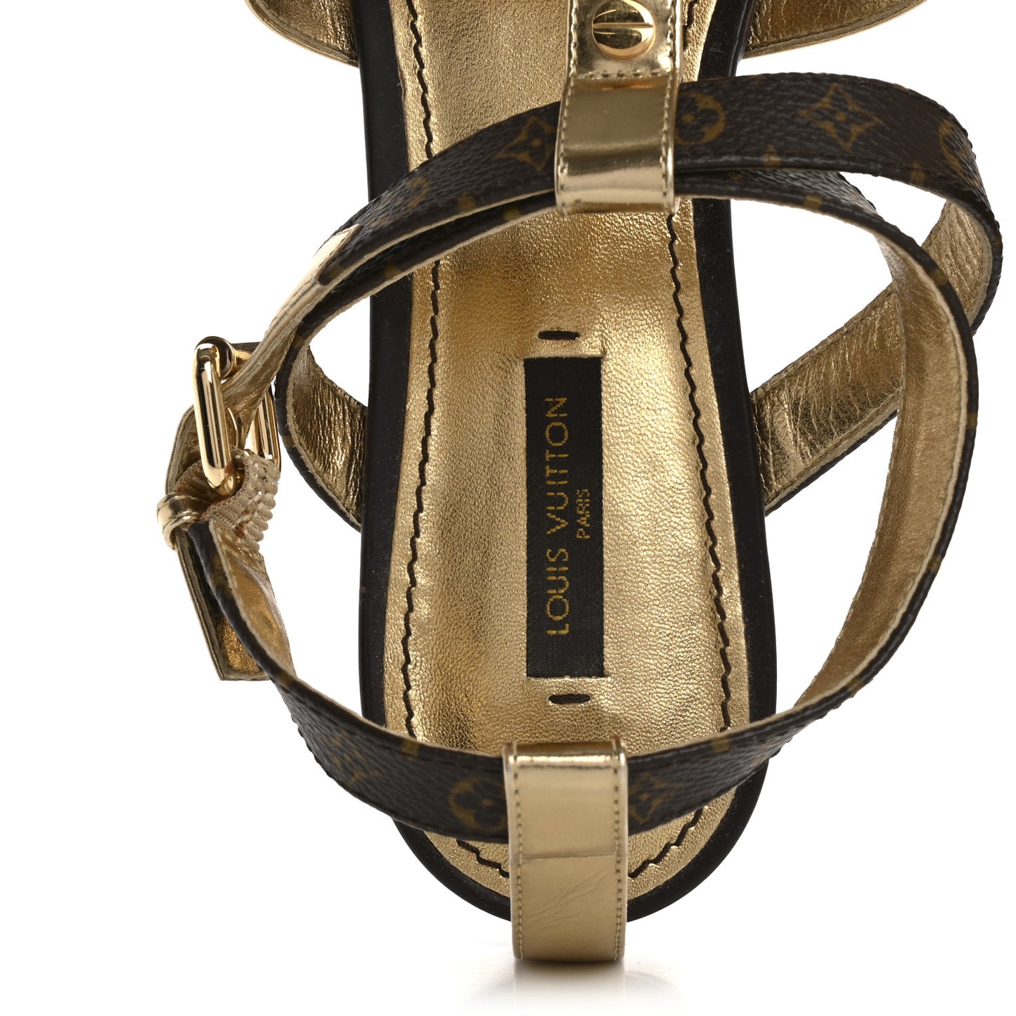 Monogram Gladiator Sandals 39.5 Gold