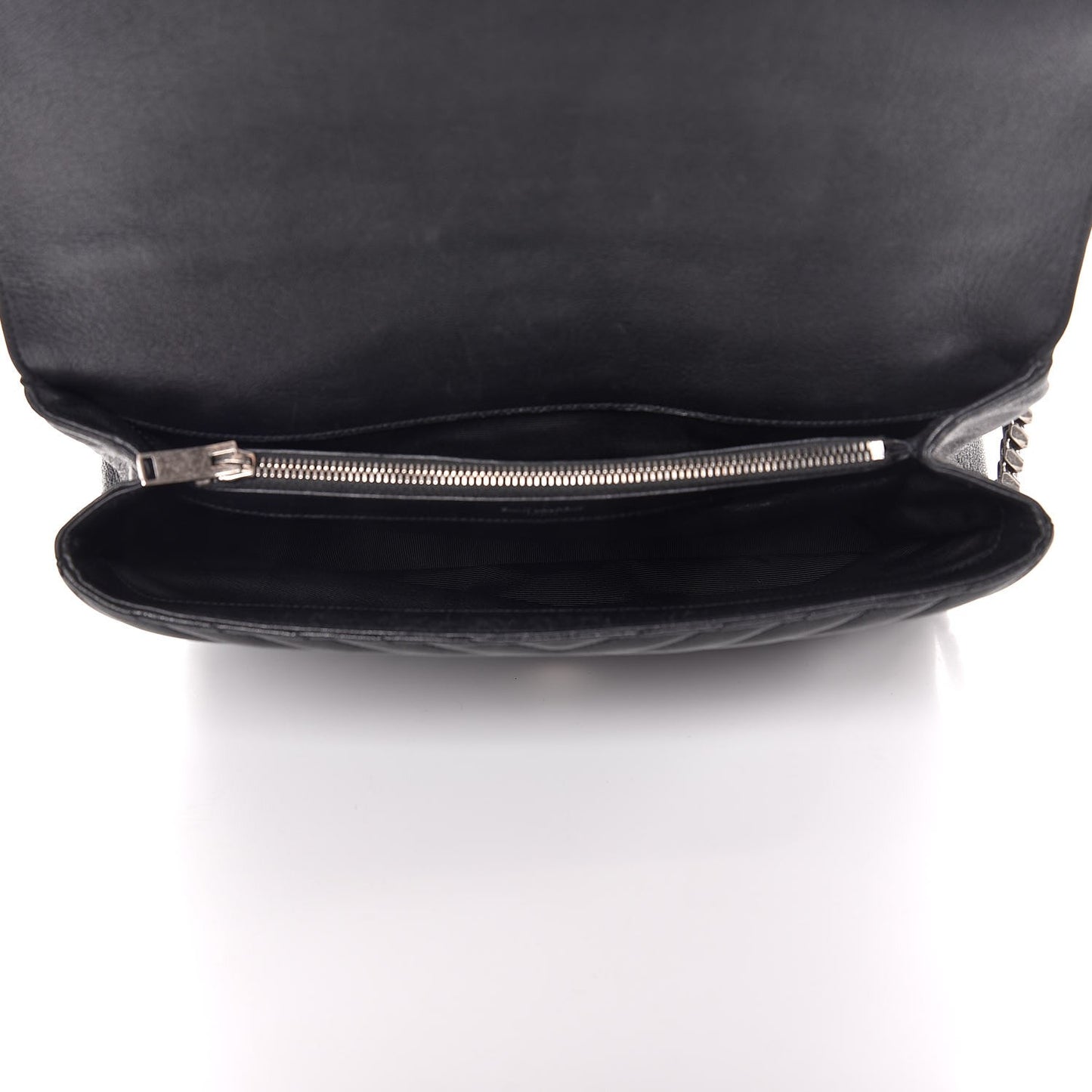 Sheepskin Matelasse Chevron Monogram Large College Satchel Black