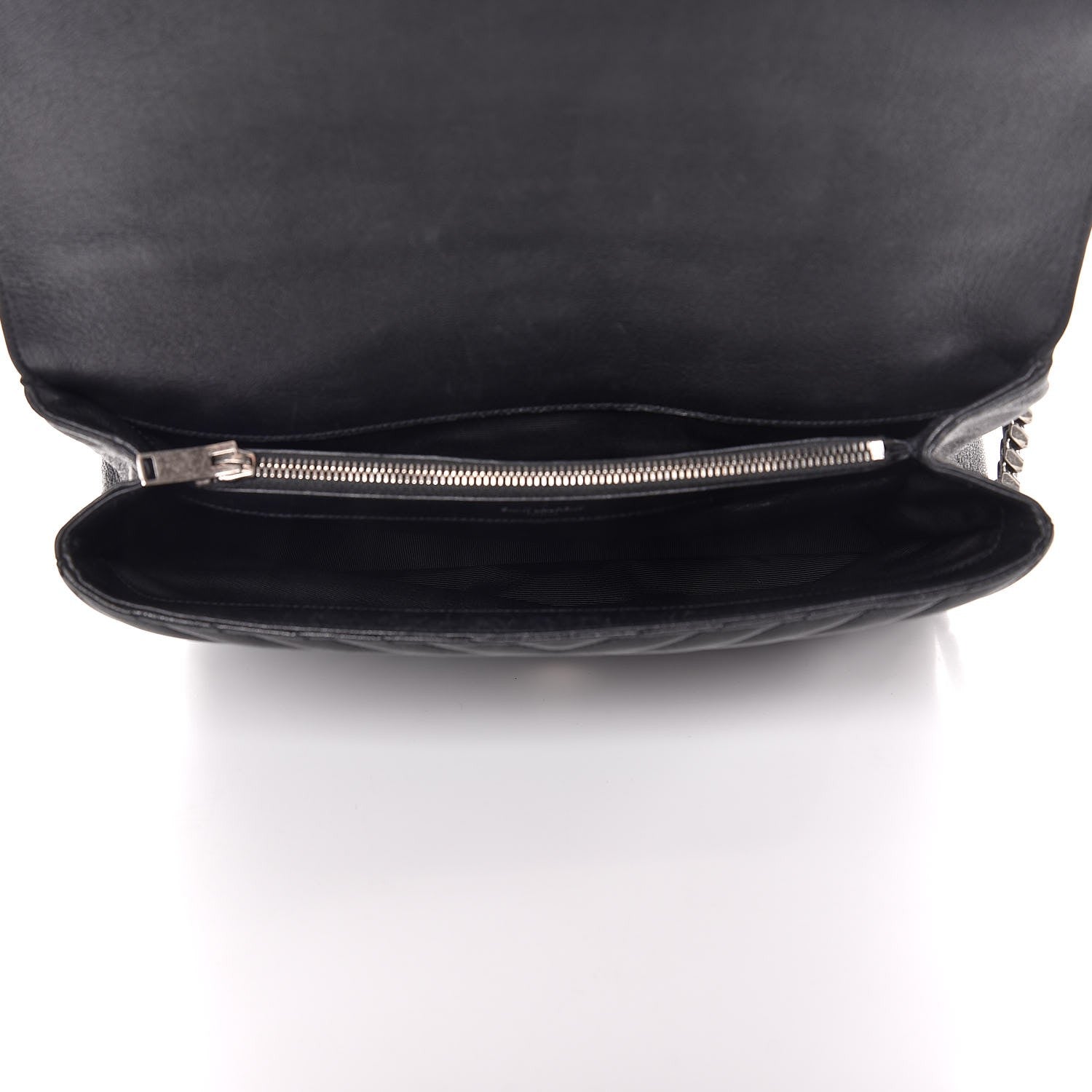 Saint Laurent Sheepskin Matelasse Chevron Monogram Large College Satchel Black 5 of 7