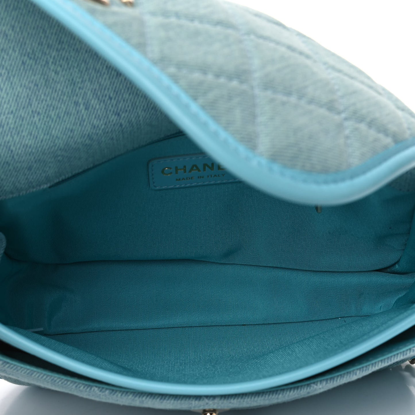 Denim Quilted Small Messenger Flap Neon Blue