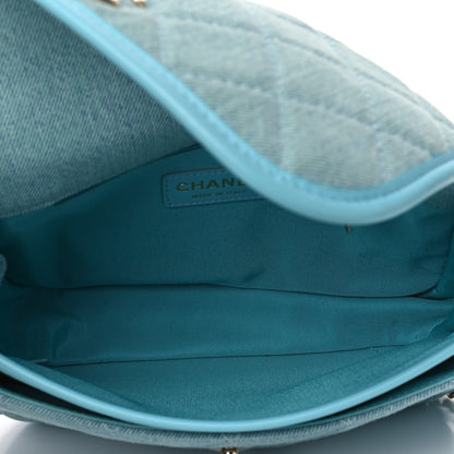 Chanel Denim Quilted Small Messenger Flap Neon Blue 4 of 4