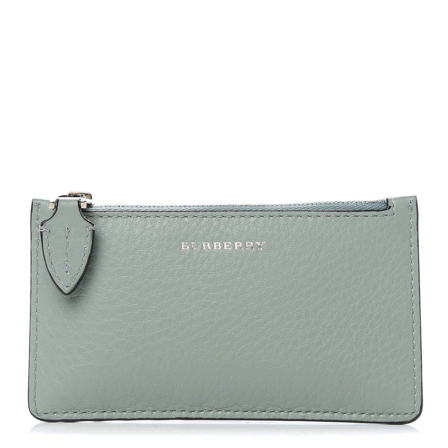 Grainy Calfskin Zip Card Case Eucalyptus Green Dark Bottle Green