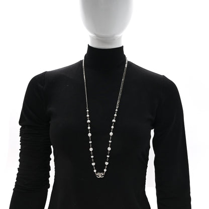 Chanel Metal Enamel Pearl CC Necklace Gold Black White 2 of 5