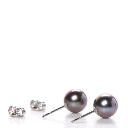 Mikimoto 18K White Gold Diamond 9mm-12mm Black South Sea Pearl Pendant Necklace Earring Set 5 of 11